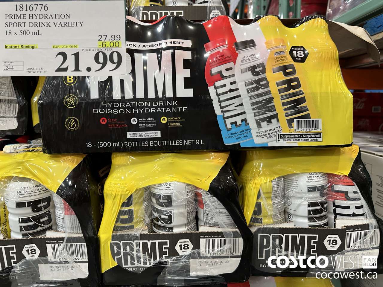 1816776 PRIME HYDRATION SPORT DRINK VARIETY 18 X 500ML ($6.00 INSTANT SAVINGS EXPIRES ON 2024-06-30) $21.99