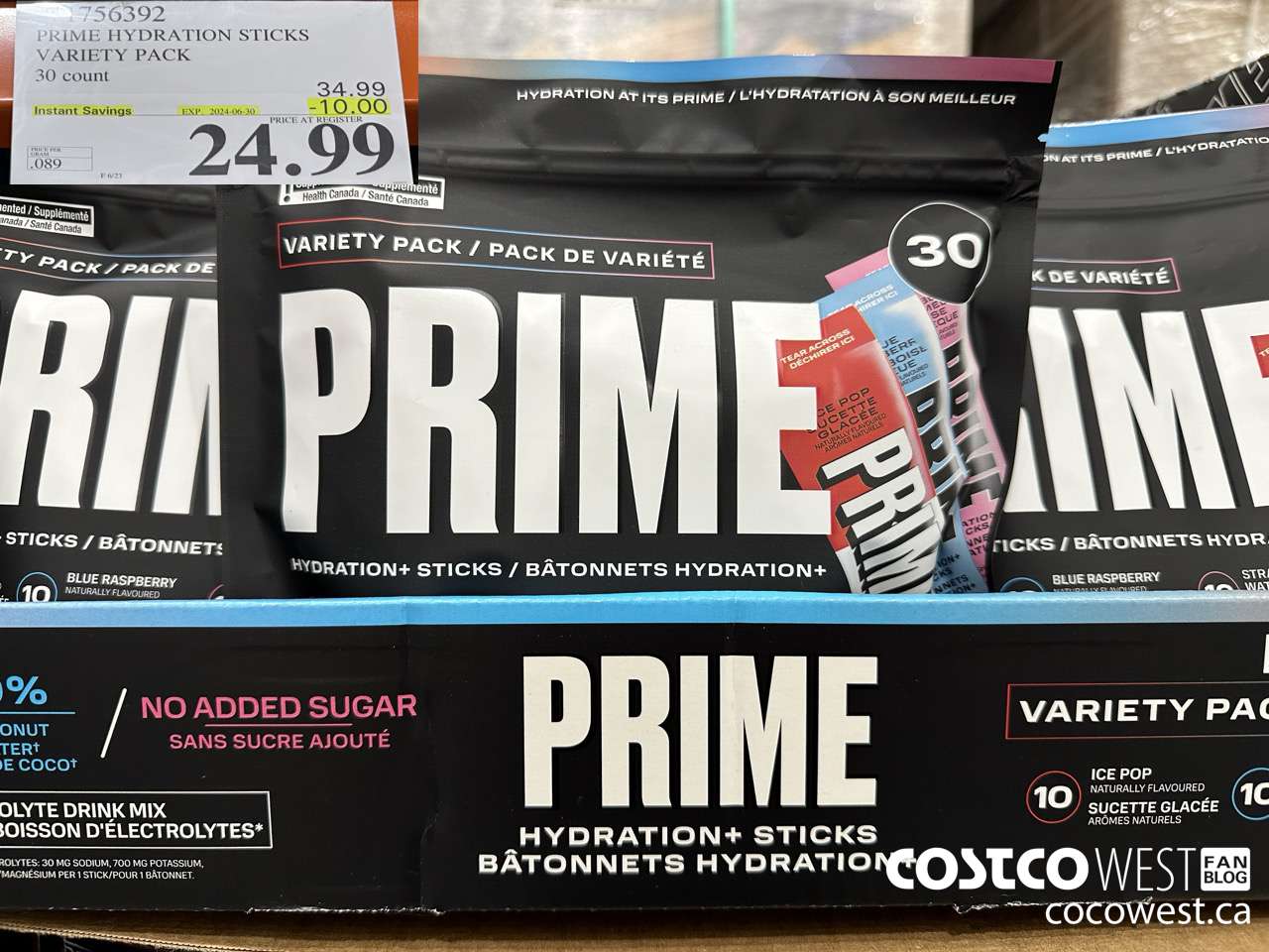 1756392 PRIME HYDRATION STICKS VARIETY PACK 30 COUNT ($10.00 INSTANT SAVINGS EXPIRES ON 2024-06-30) $24.99