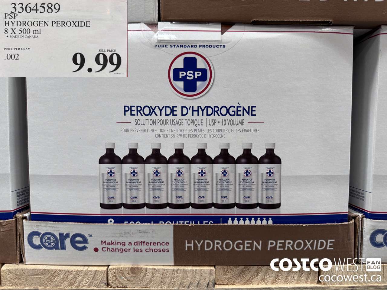3364589 PSP HYDROGEN PEROXIDE 8 X 500 ML $9.99