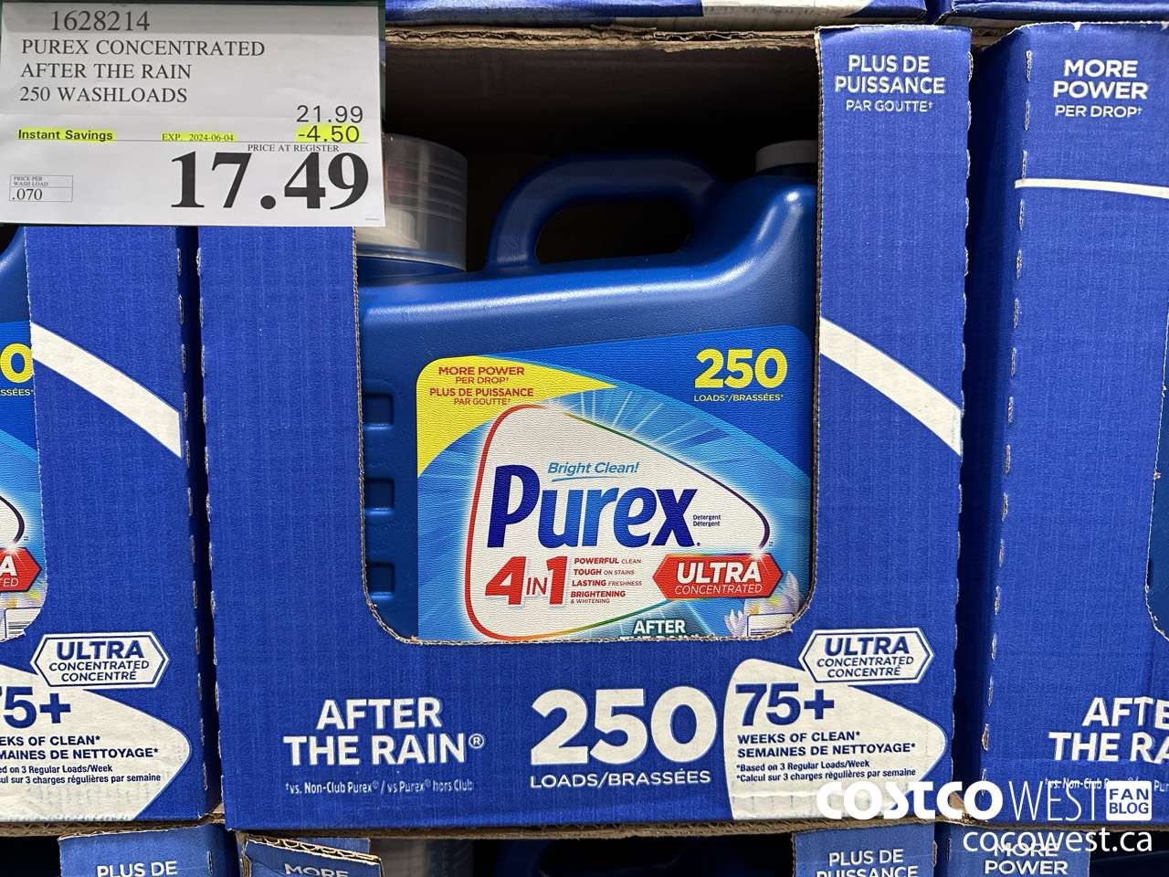 1628214 PUREX CONCENTRATED AFTER THE RAIN 250 WASHLOADS ($4.50 INSTANT SAVINGS EXPIRES ON 2024-06-04) $17.49