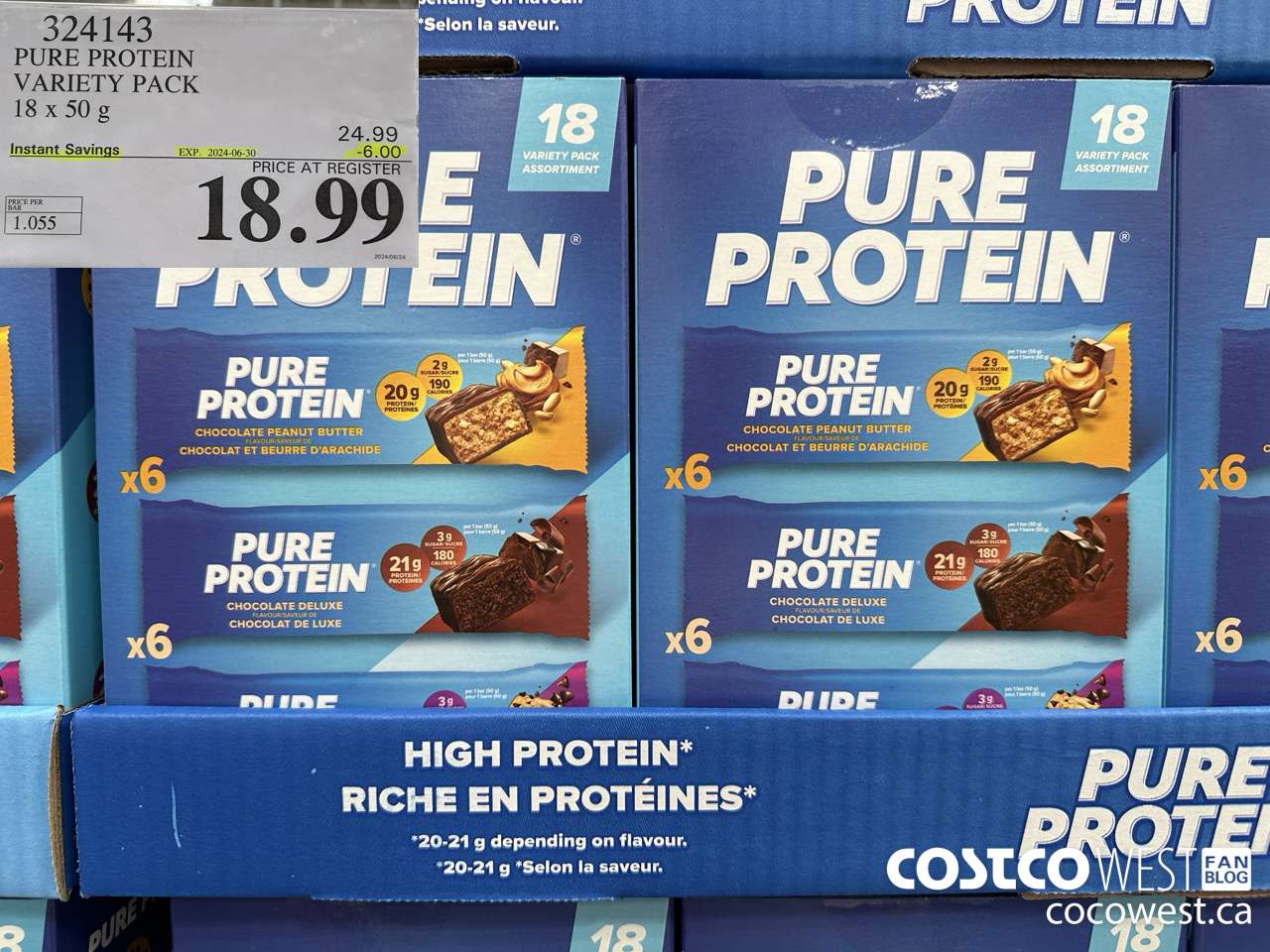 324143 PURE PROTEIN VARIETY PACK 18 X 50G ($6.00 INSTANT SAVINGS EXPIRES ON 2024-06-30) $18.99