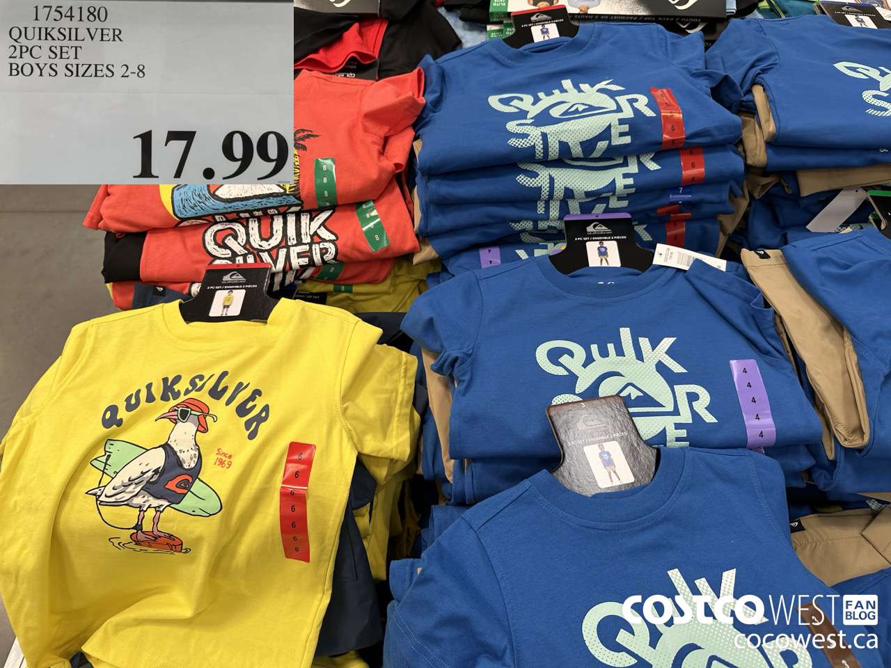 1754180 QUICKSILVER 2PC SET BOYS SIZES 2-8 $17.99