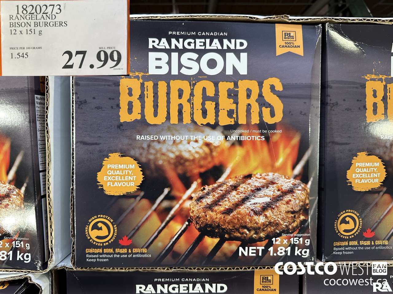 1820273 RANGELAND BISON BURGERS 12 X 151 G $27.99