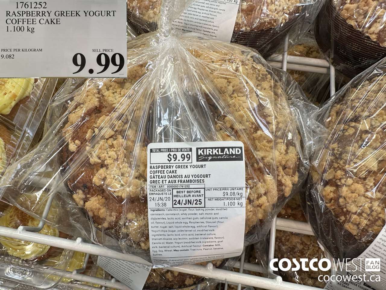 1761252 RASPERRY GREEK YOGURT COFFEE CAKE 1.100KG $9.99