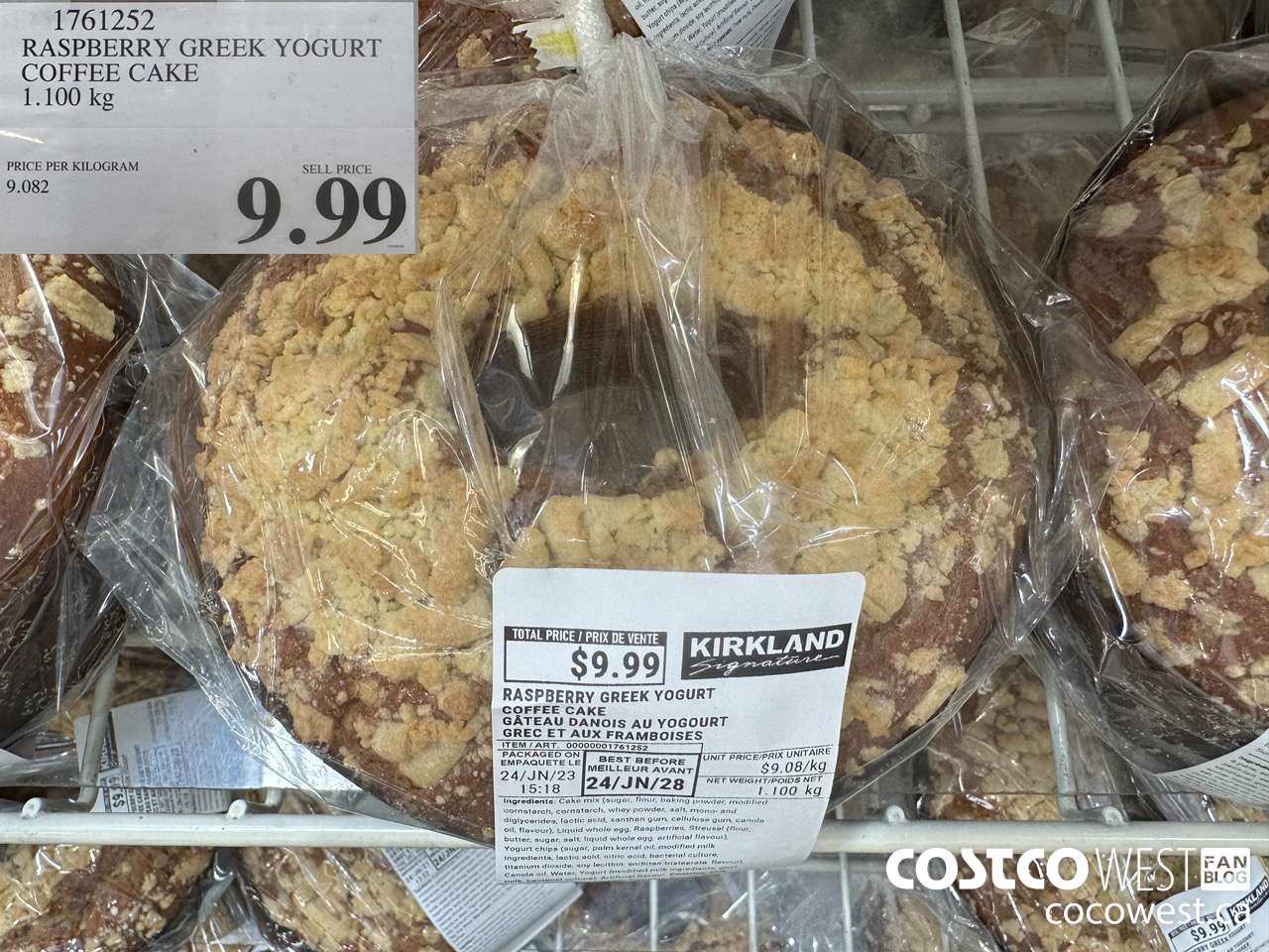 1761252 RASPERRY GREEK YOGURT COFFEE CAKE 1.100KG $9.99
