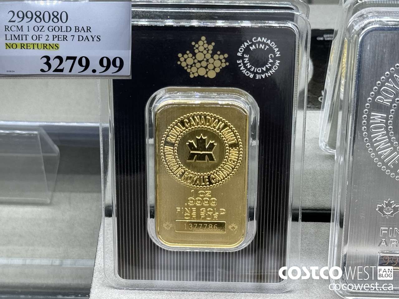2998080 RCM 1 OZ GOLD BAR LIMIT OF 2 PER 7 DAYS NO RETURNS $3279.99