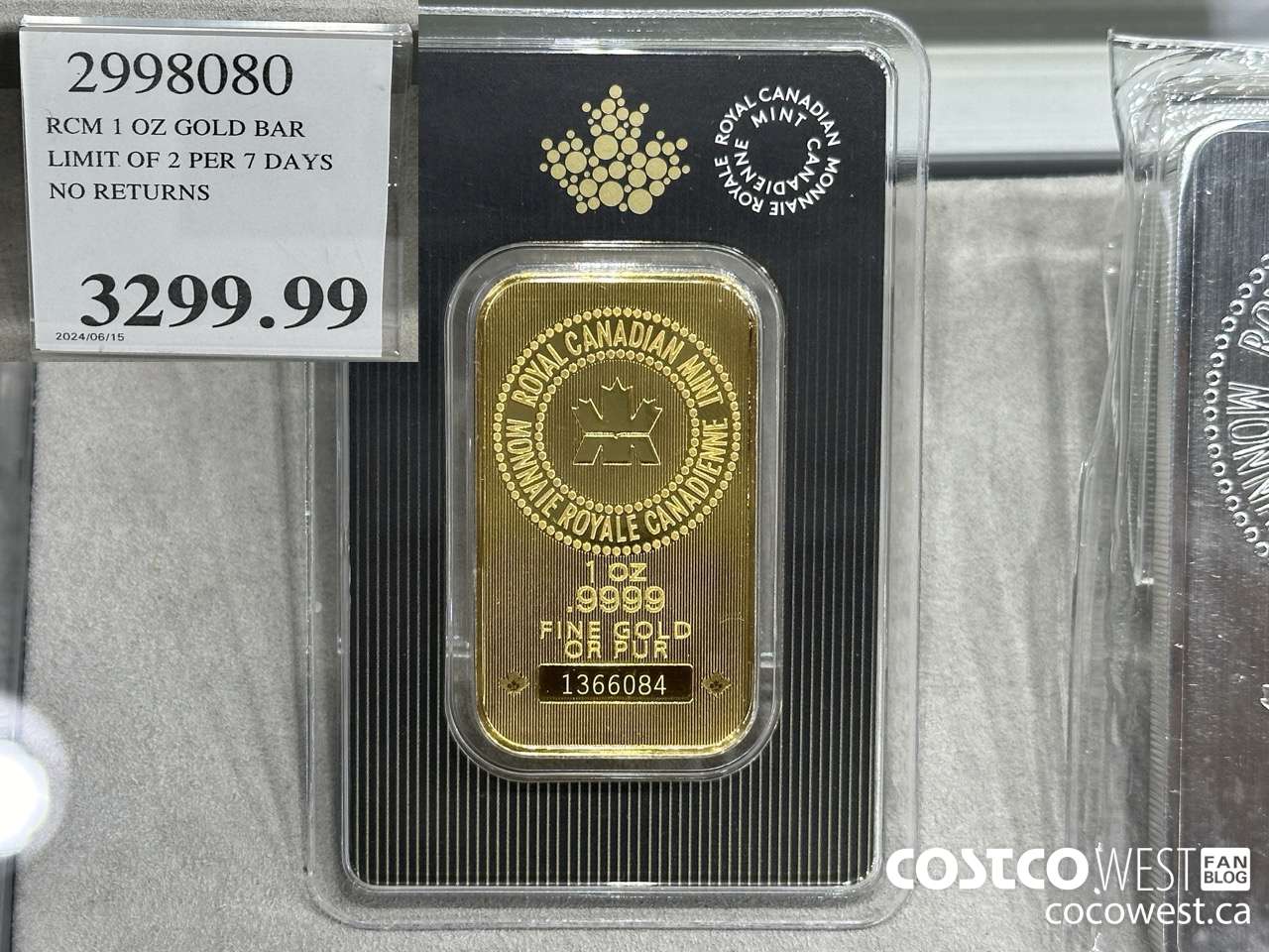 2998080 RCM 1 OZ GOLD BAR LIMIT OF 2 PER 7 DAYS NO RETURNS $3299.99