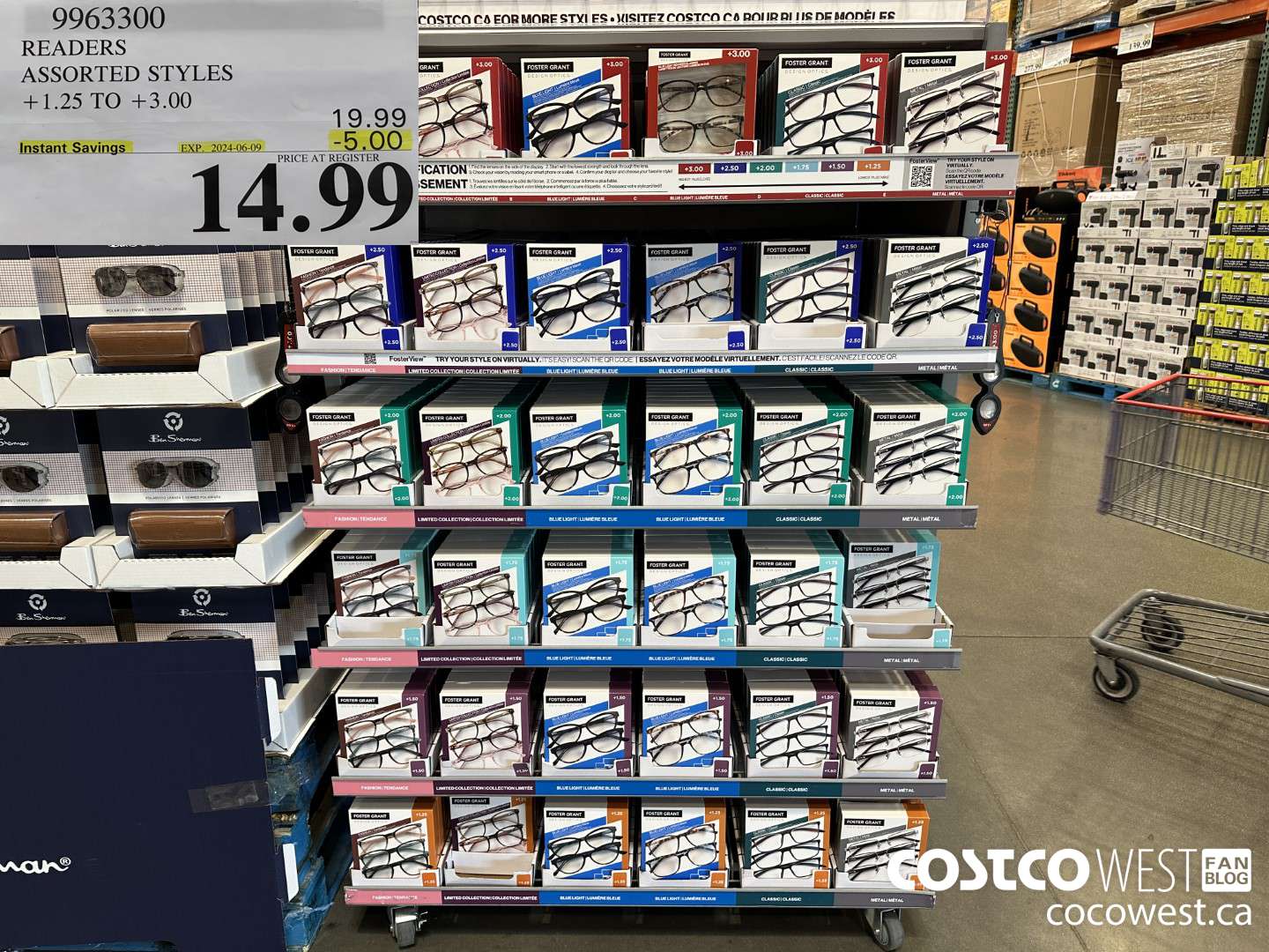 9963300 READERS ASSORTED STYLES +1.25 TO +3.00  ($5.00 INSTANT SAVINGS EXPIRES ON 2024-06-09) $14.99