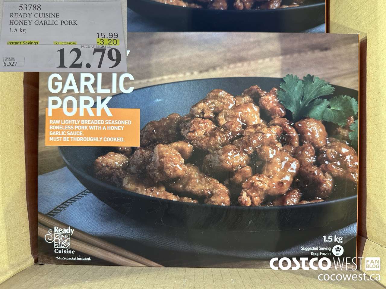 53788 READY CUISINE HONEY GARLIC PORK 1.5 kg ($3.20 INSTANT SAVINGS EXPIRES ON 2024-06-09) $12.79