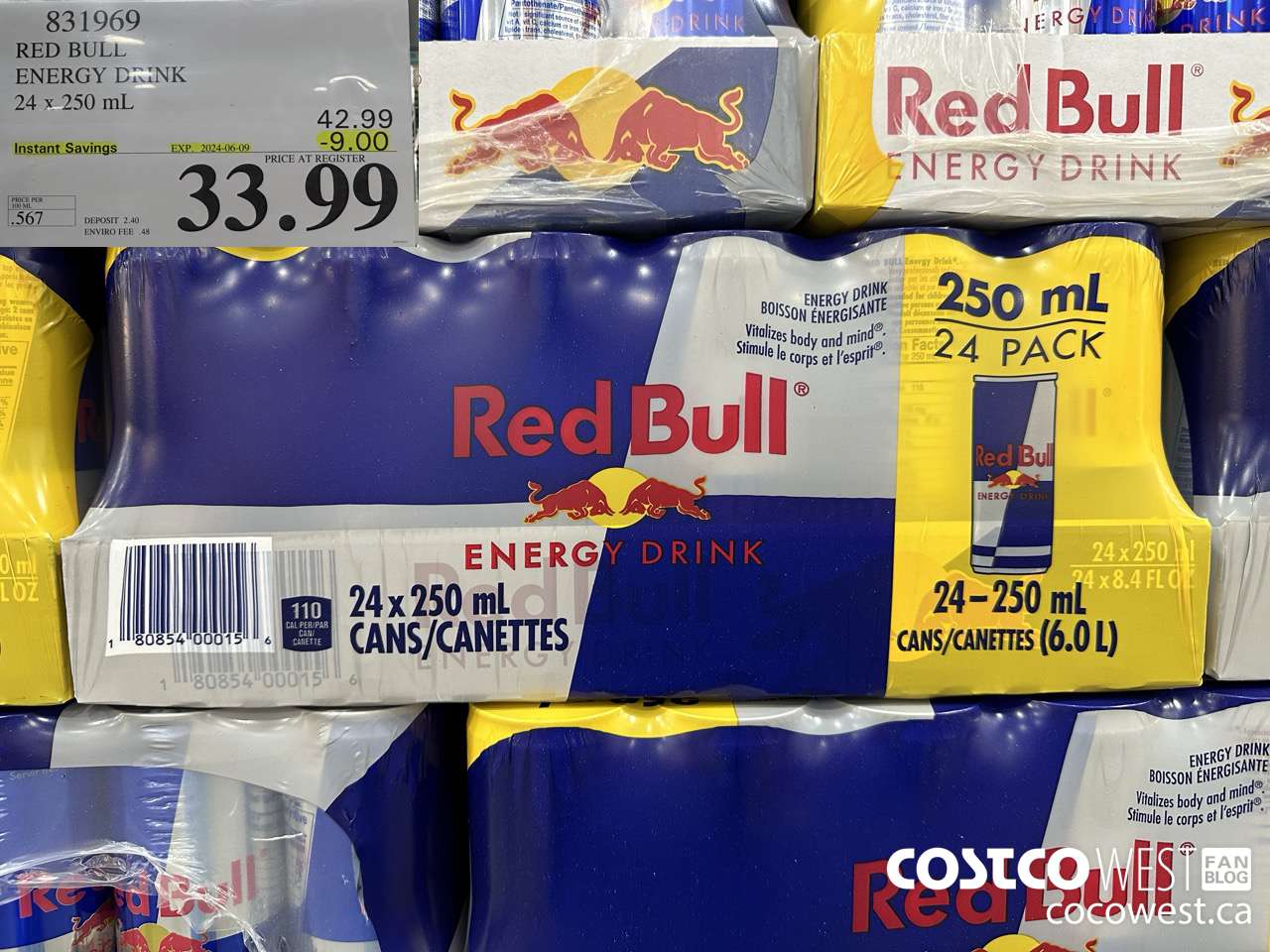831969 RED BULL ENERGY DRINK 24 X 250ML ($9.00 INSTANT SAVINGS EXPIRES ON 2024-06-09) $33.99
