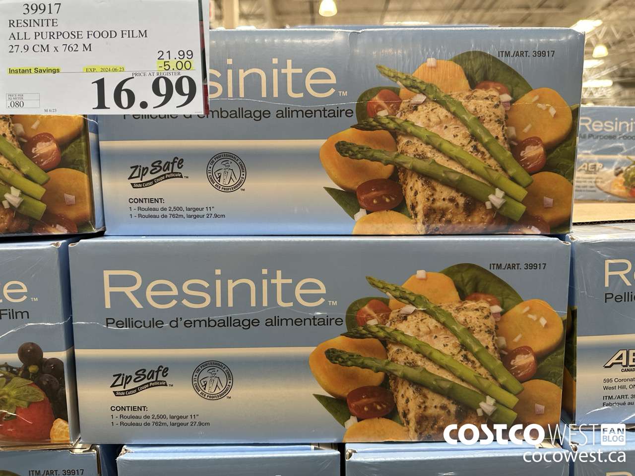 39917 RESINITE ALL PURPOSE FOOD FILM 27.9 CM x 762 M ($5.00 INSTANT SAVINGS EXPIRES ON 2024-06-23) $16.99