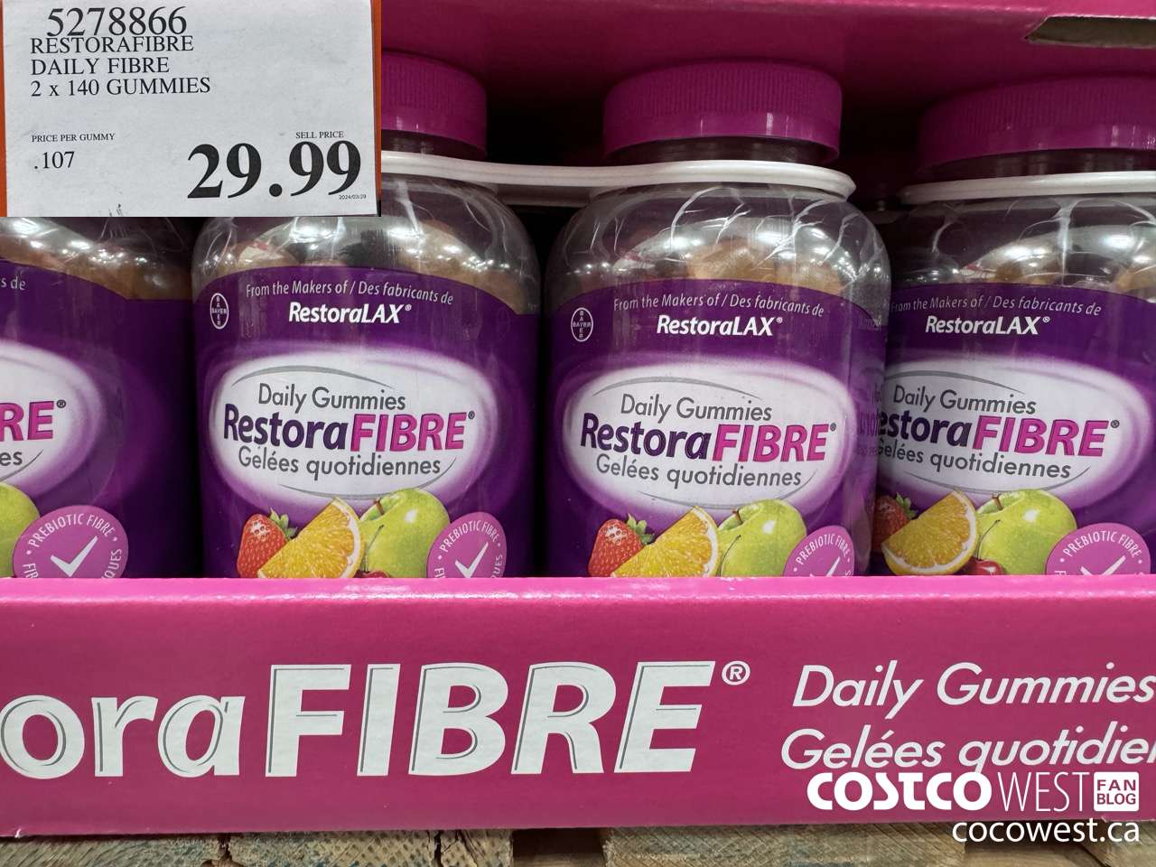 5278866 RESTORAFIBRE DAILY FIBRE 2 X 140 GUMMIES $29.99