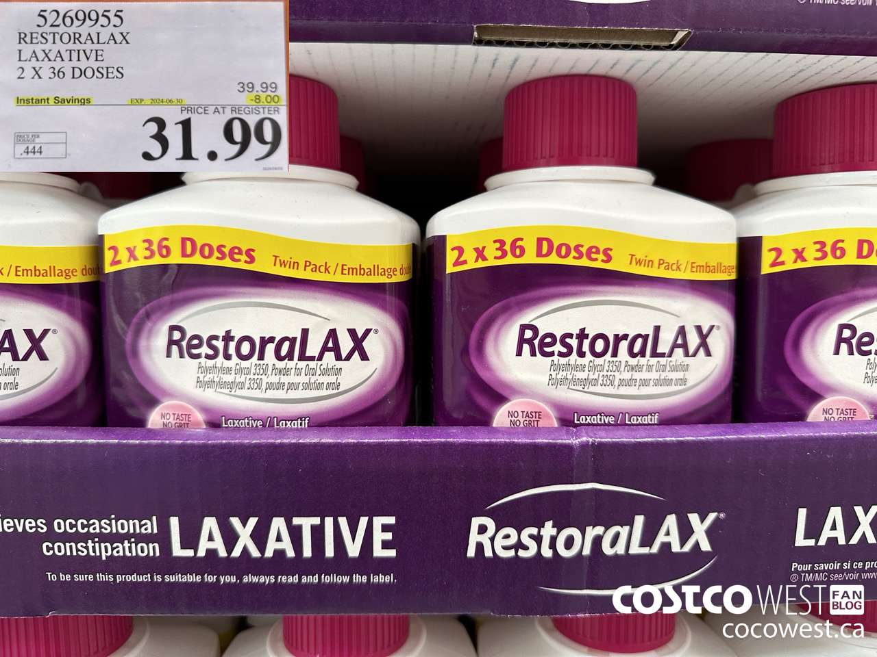 5269955 RESTORALAX LAXATIVE 2 X 36 DOSES ($8.00 INSTANT SAVINGS EXPIRES ON 2024-06-30) $31.99