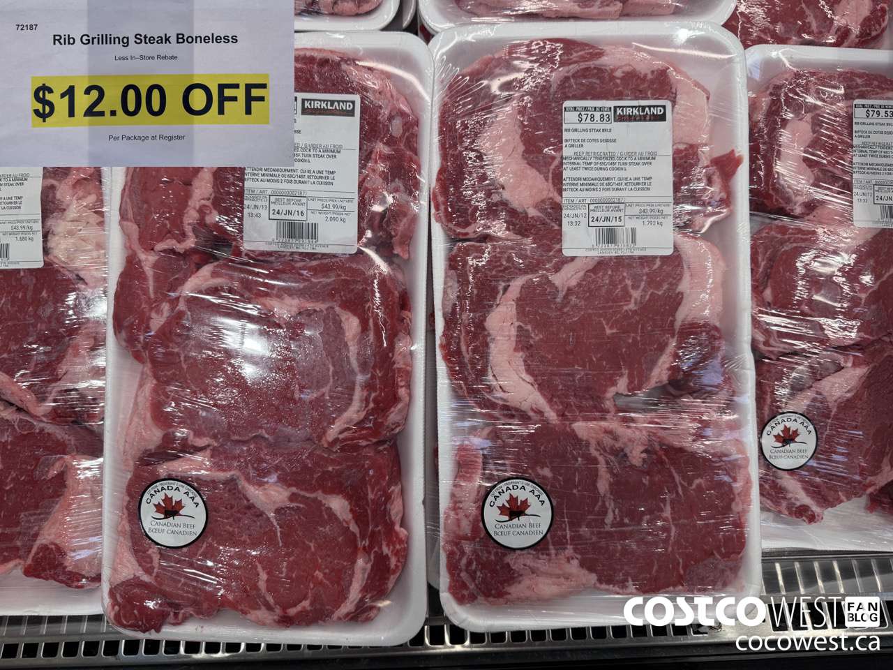 72187 RIB GRILLING STEAK BONELESS ($12.00 INSTANT SAVINGS)