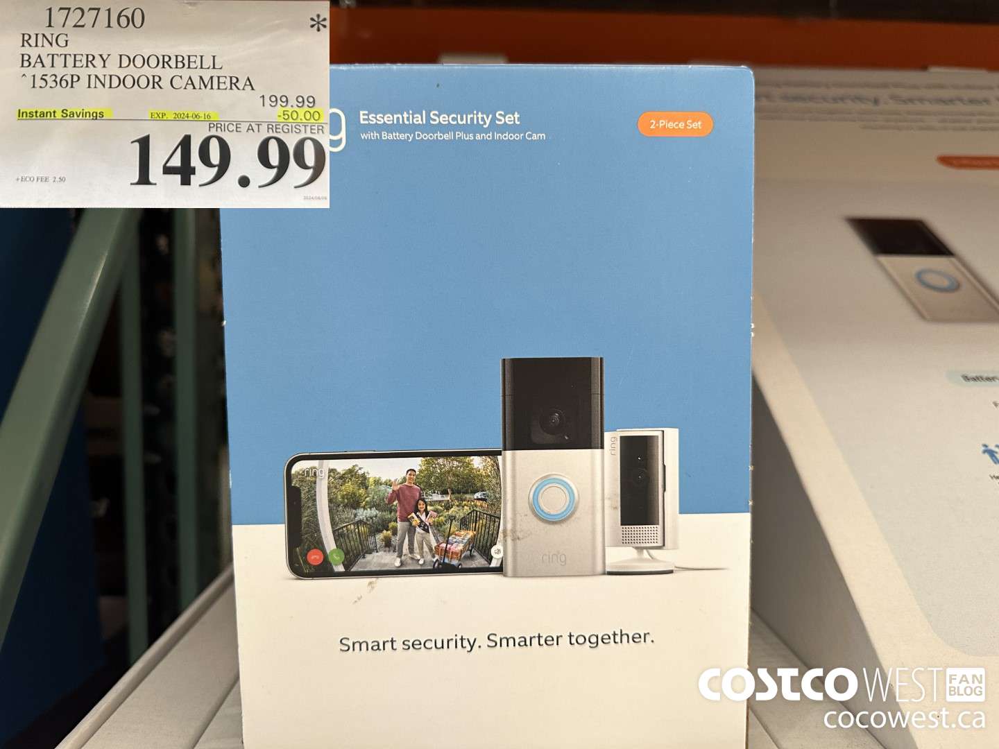 1727160 RING BATTERY DOORBELL 1536P INDOOR CAMERA ($50.00 INSTANT SAVINGS EXPIRES ON 2024-06-16) $149.99