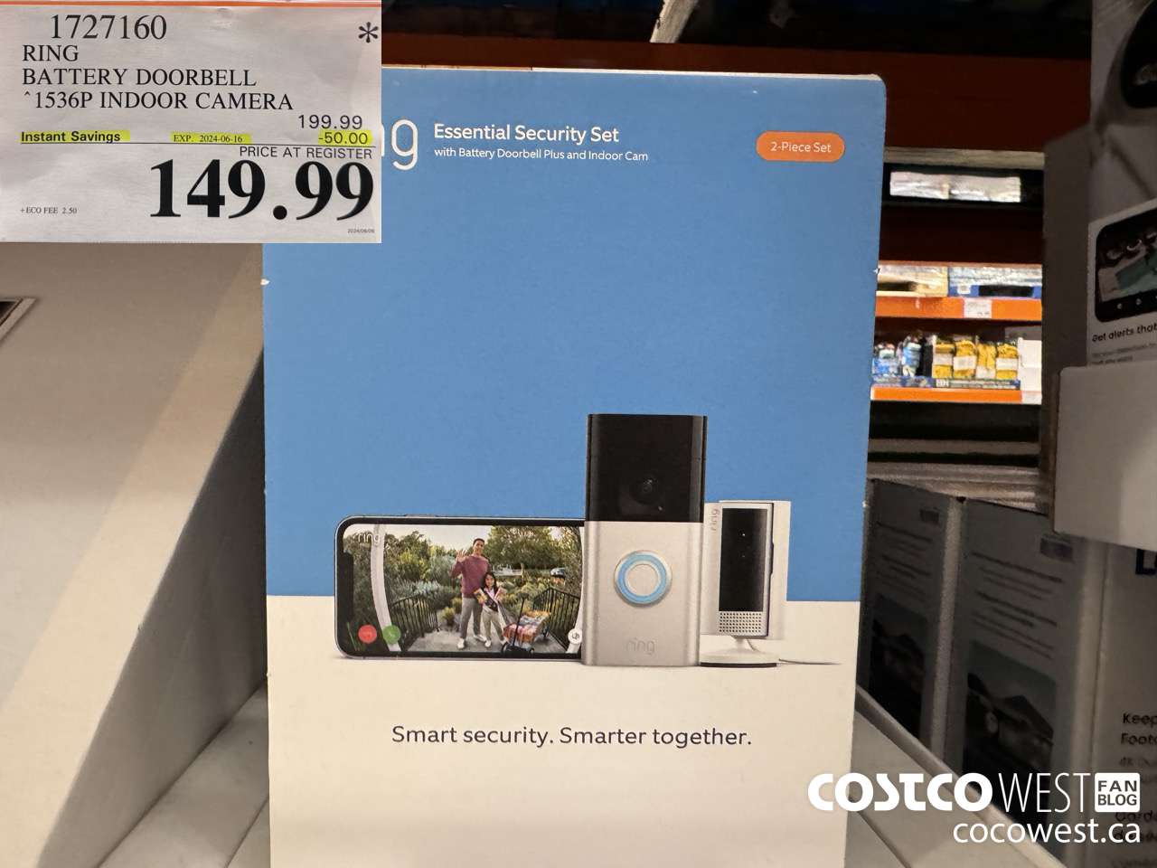 1727160 RING BATTERY DOORBELL 1536P INDOOR CAMERA ($50.00 INSTANT SAVINGS EXPIRES ON 2024-06-16) $149.99