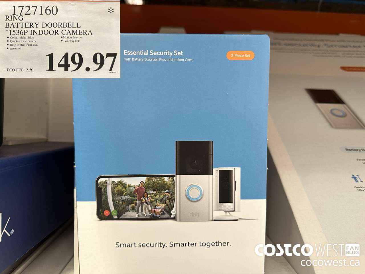 1727160 RING BATTERY DOORBELL 1536P INDOOR CAMERA $149.97