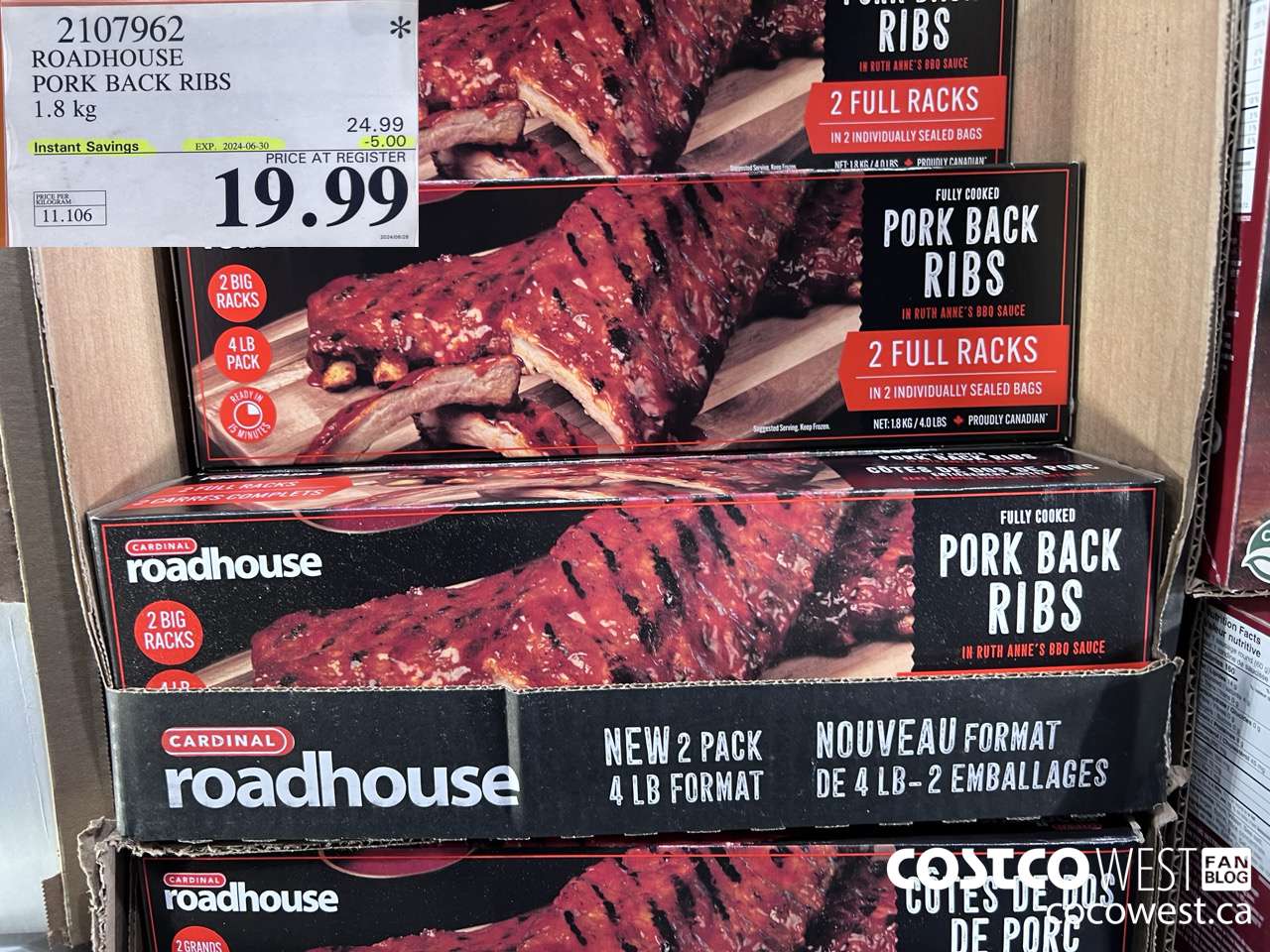 2107962 ROADHOUSE PORK BACK RIBS 1.8KG ($5.00 INSTANT SAVINGS EXPIRES ON 2024-06-30) $19.99