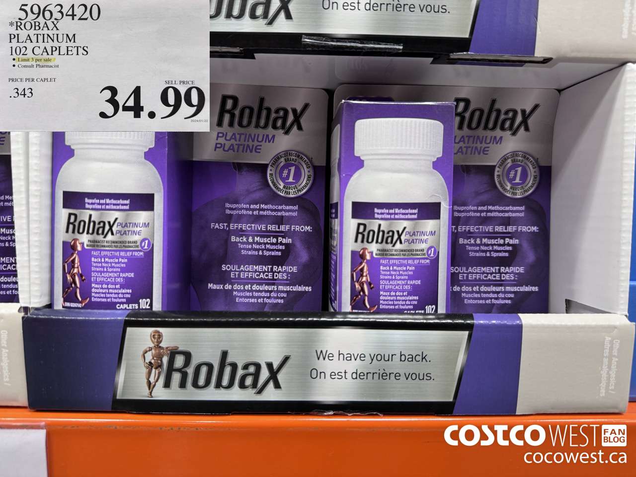 5963420 ROBAX PLATINUM 102 CAPLETS $34.99