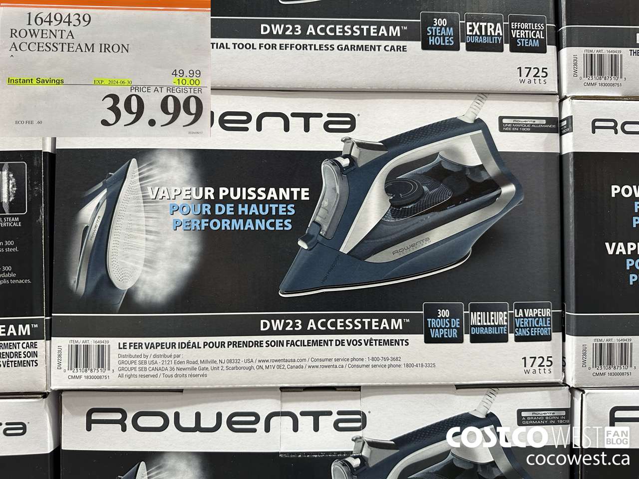 1649439 ROWENTA ACCESSTEAM IRON ($10.00 INSTANT SAVINGS EXPIRES ON 2024-06-30) $39.99