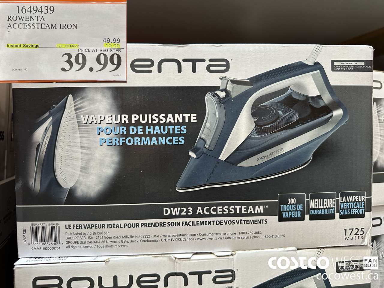 1649439 ROWENTA ACCESSTEAM IRON ($10.00 INSTANT SAVINGS EXPIRES ON 2024-06-30) $39.99