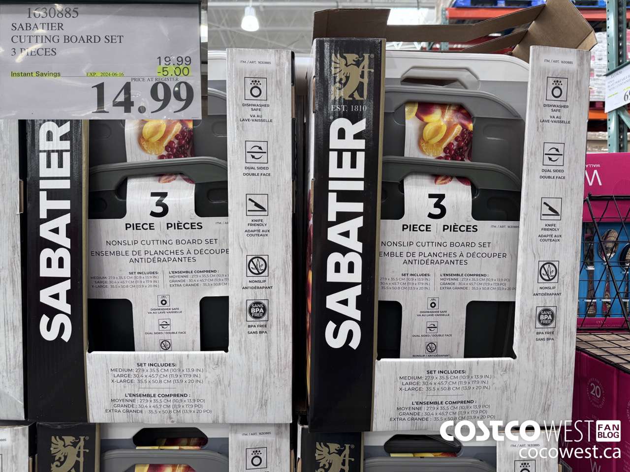 1630885 SABATIER CUTTING BOARD SET 3 PIECES ($5.00 INSTANT SAVINGS EXPIRES ON 2024-06-16) $14.99