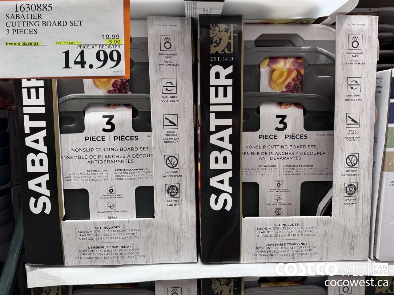 1630885 SABATIER CUTTING BOARD SET 3 PIECES ($5.00 INSTANT SAVINGS EXPIRES ON 2024-06-16) $14.99