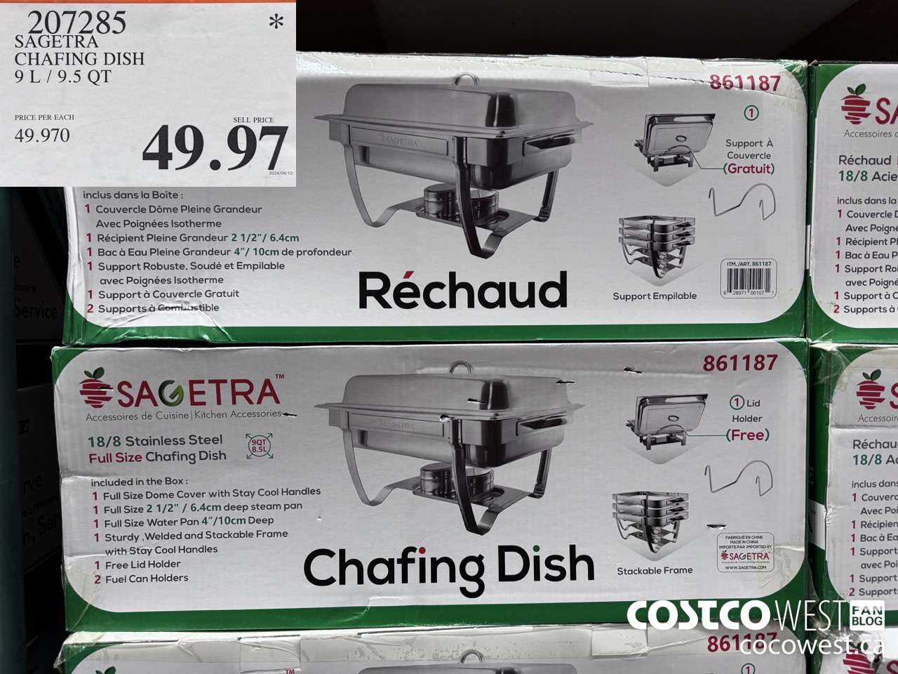 207285 SAGETRA CHAFING DISH 9 L / 9.5 QT $49.97