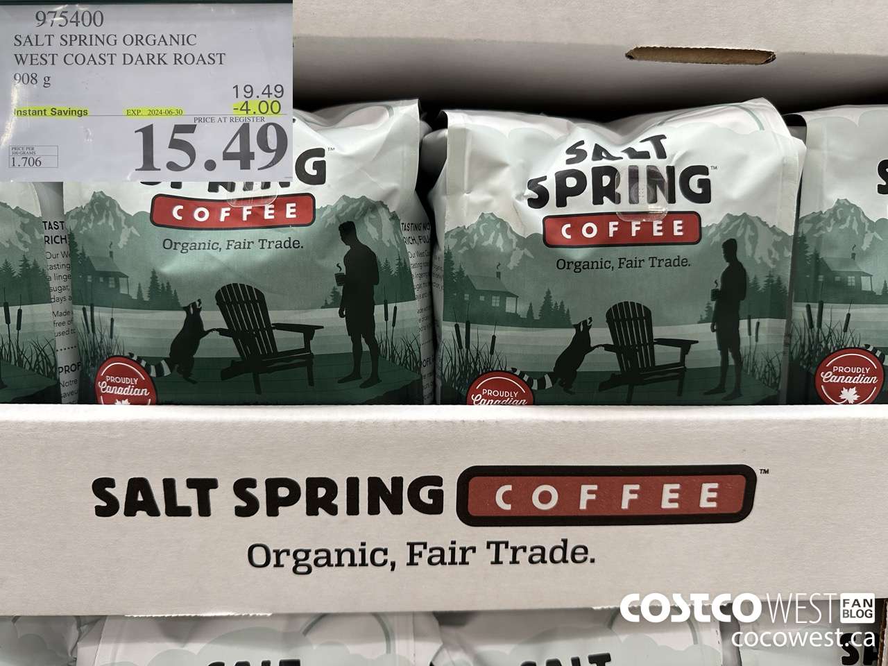 975400 SALT SPRING WEST COAST BLEND BEAN 908 G ($4.00 INSTANT SAVINGS EXPIRES ON 2024-06-30) $15.49