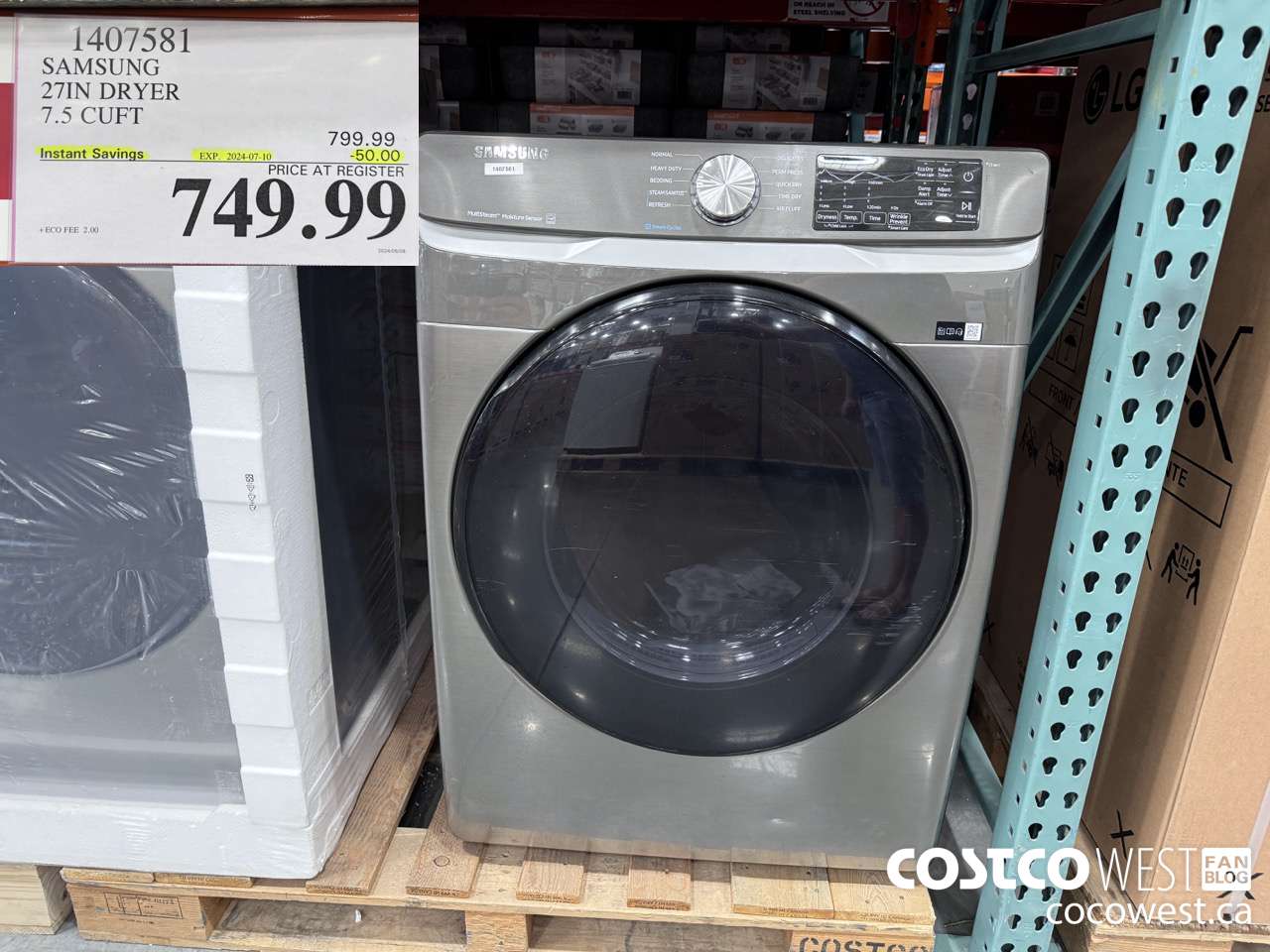 1407581 SAMSUNG 27IN DRYER 7.5 CUFT ($50.00 INSTANT SAVINGS EXPIRES ON 2024-07-10) $749.99