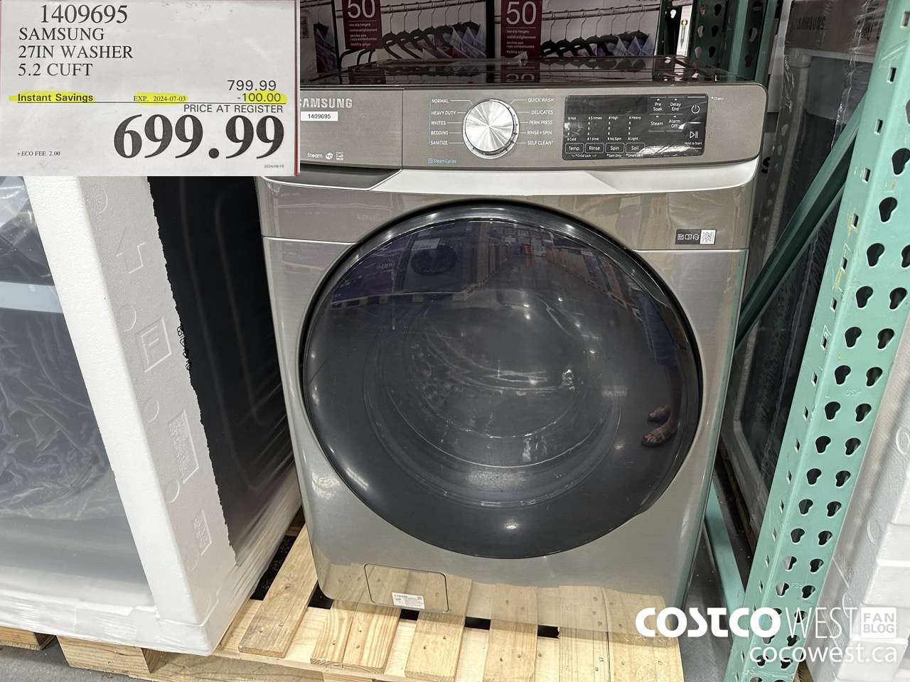 1409695 SAMSUNG 27IN WASHER 5.2 CUFT ($100.00 INSTANT SAVINGS EXPIRES ON 2024-07-03) $699.99