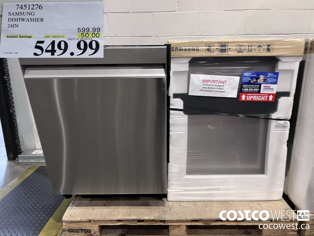 7451276 SAMSUNG DISHWASHER 24IN ($50.00 INSTANT SAVINGS EXPIRES ON 2024-07-03) $549.99