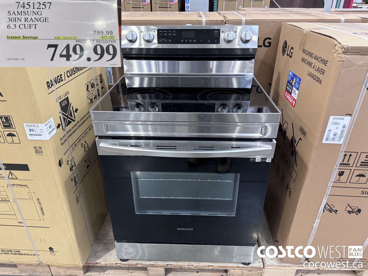 7451257 SAMSUNG ELECTRIC RANGE 6.3 CU. FT. ($50.00 INSTANT SAVINGS EXPIRES ON 2024-07-03) $749.99