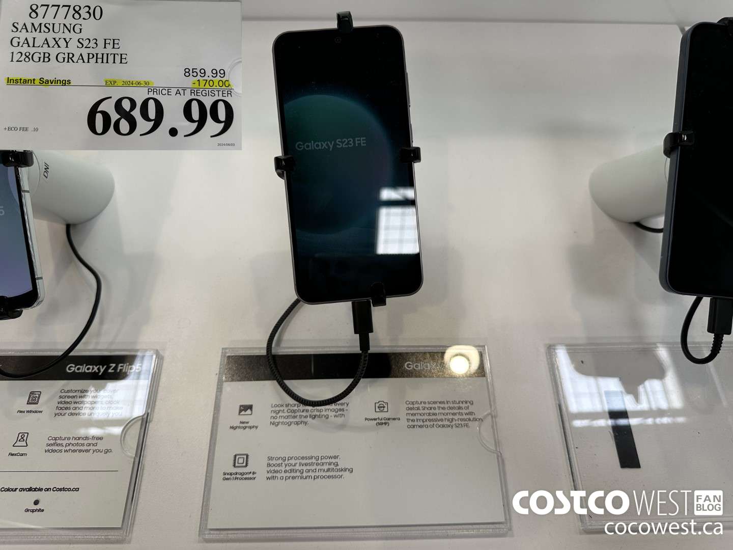 8777830 SAMSUNG GALAXY S23 FE 128GB GRAPHITE ($170.00 INSTANT SAVINGS EXPIRES ON 2024-06-30) $689.99