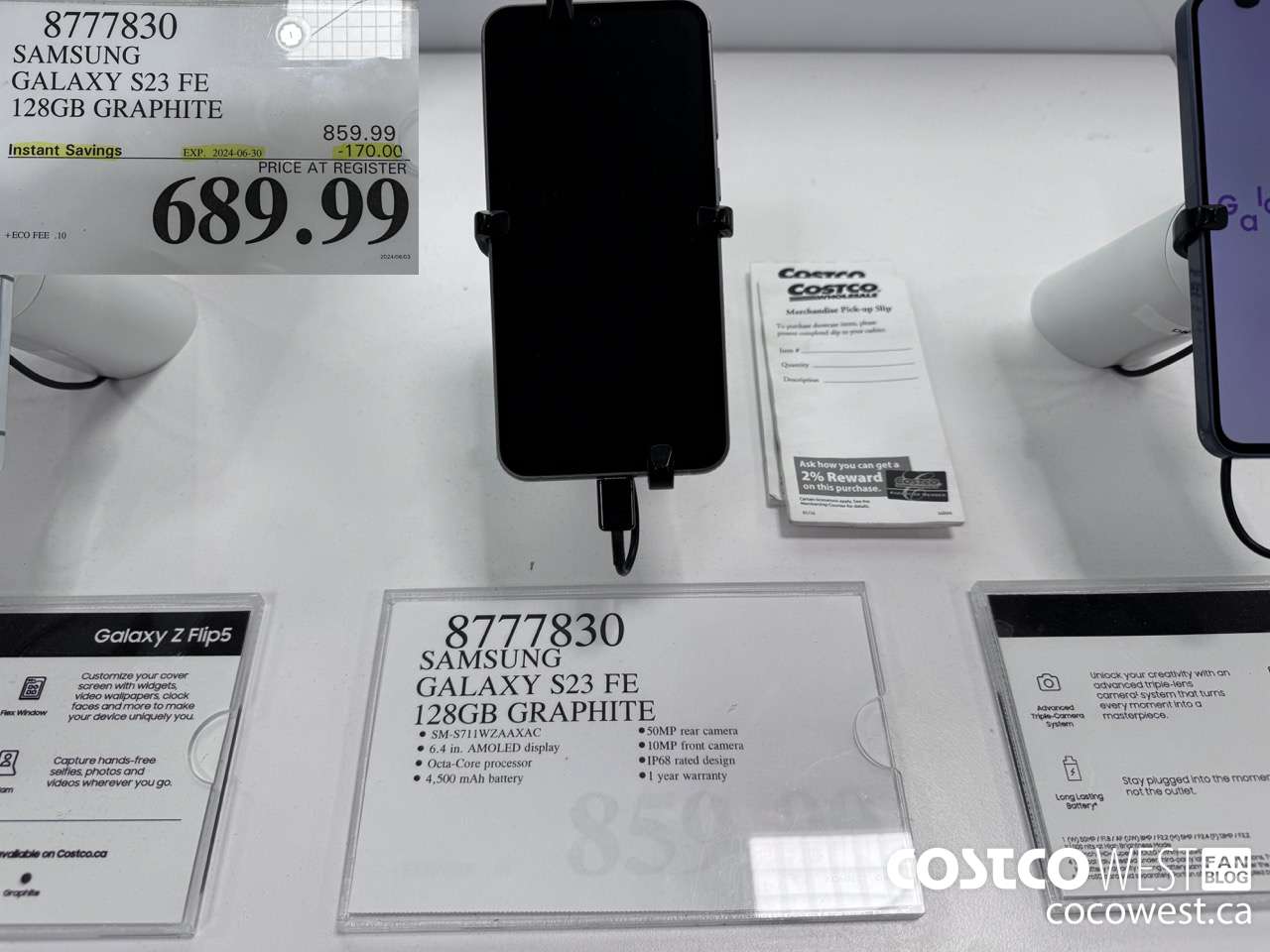 8777830 SAMSUNG GALAXY S23 FE 128GB GRAPHITE ($170.00 INSTANT SAVINGS EXPIRES ON 2024-06-30) $689.99