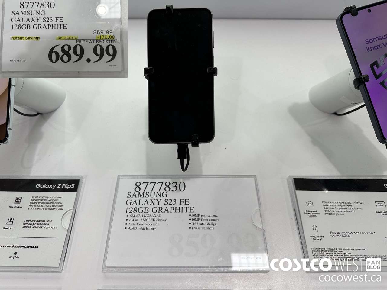 8777830 SAMSUNG GALAXY S23 FE 128GB GRAPHITE ($170.00 INSTANT SAVINGS EXPIRES ON 2024-06-30) $689.99