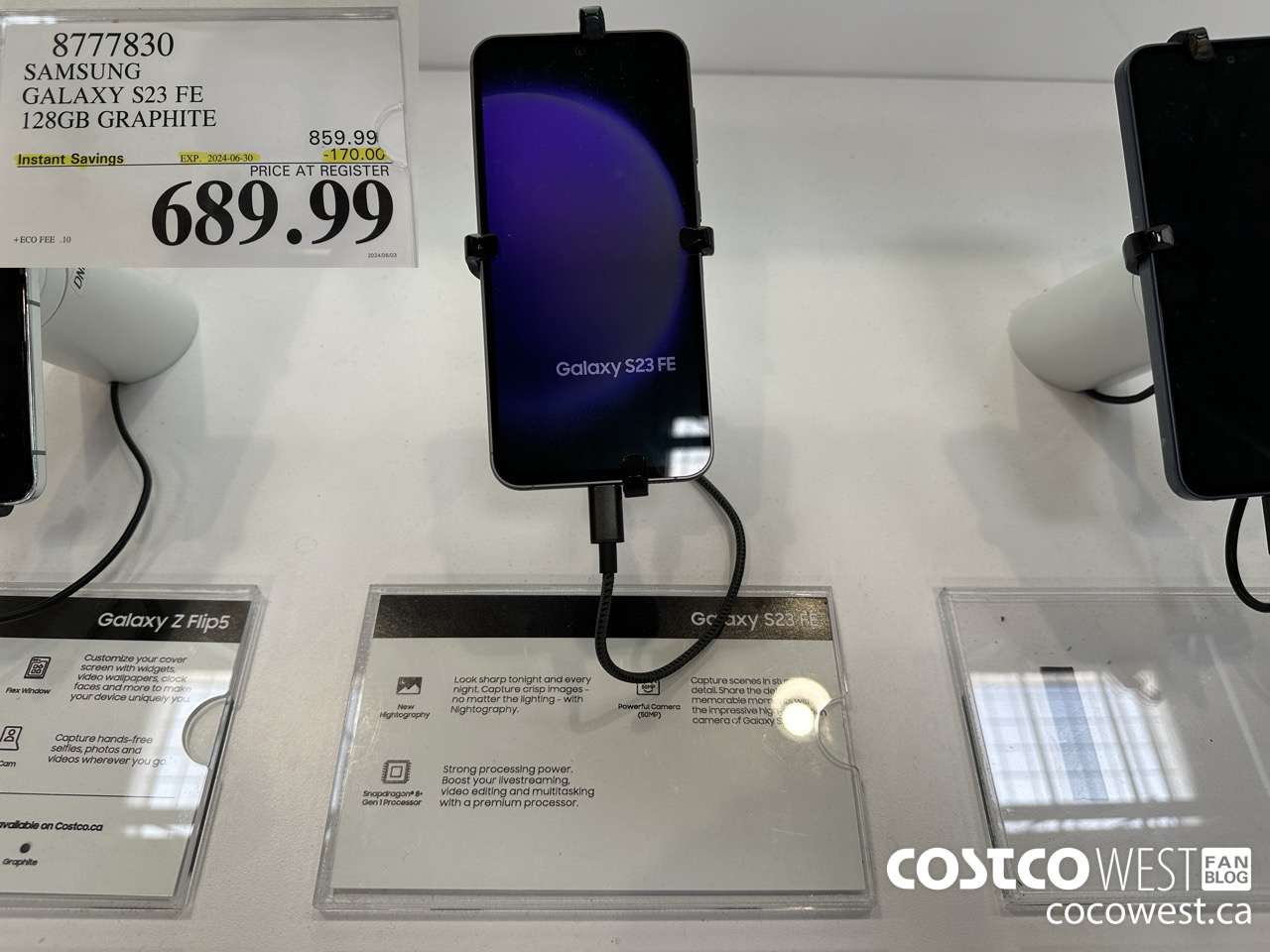 8777830 SAMSUNG GALAXY S23 FE 128GB GRAPHITE ($170.00 INSTANT SAVINGS EXPIRES ON 2024-06-30) $689.99