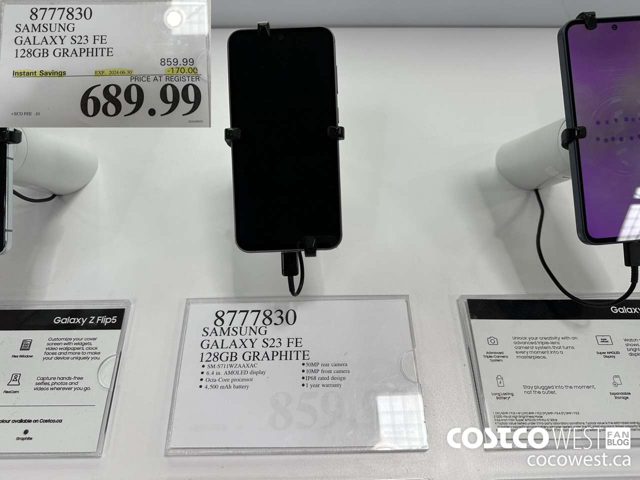 8777830 SAMSUNG GALAXY S23 FE 128GB GRAPHITE ($170.00 INSTANT SAVINGS EXPIRES ON 2024-06-30) $689.99