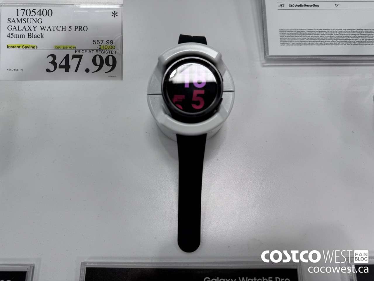 1705400 SAMSUNG GALAXY WATCH 5 PRO 45MM BLACK ($210.00 INSTANT SAVINGS EXPIRES ON 2024-07-04) $347.99