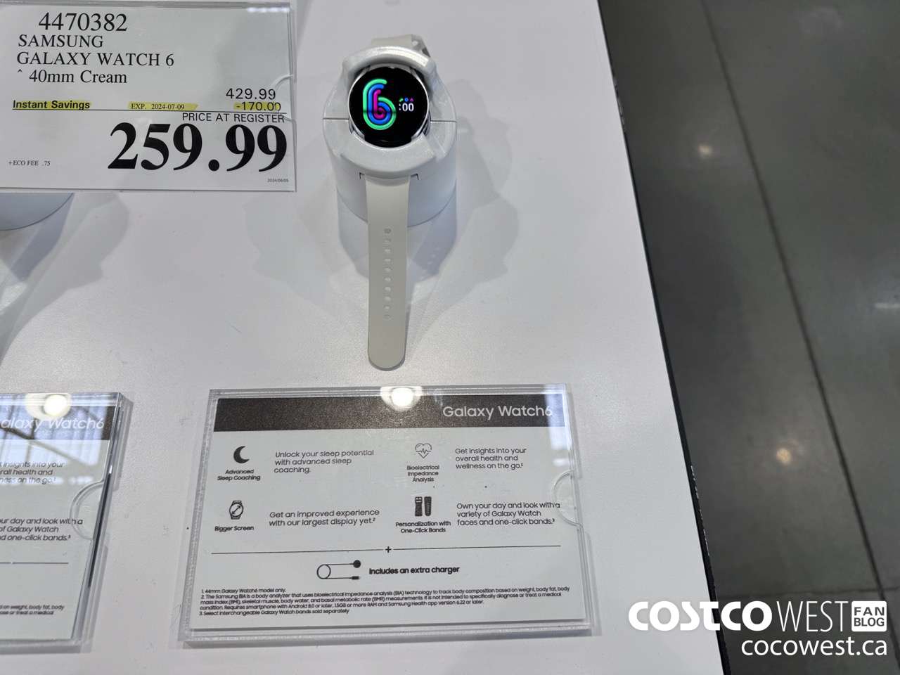 4470382 SAMSUNG GALAXY WATCH 6 40MM CREAM ($170.00 INSTANT SAVINGS EXPIRES ON 2024-07-09) $259.99