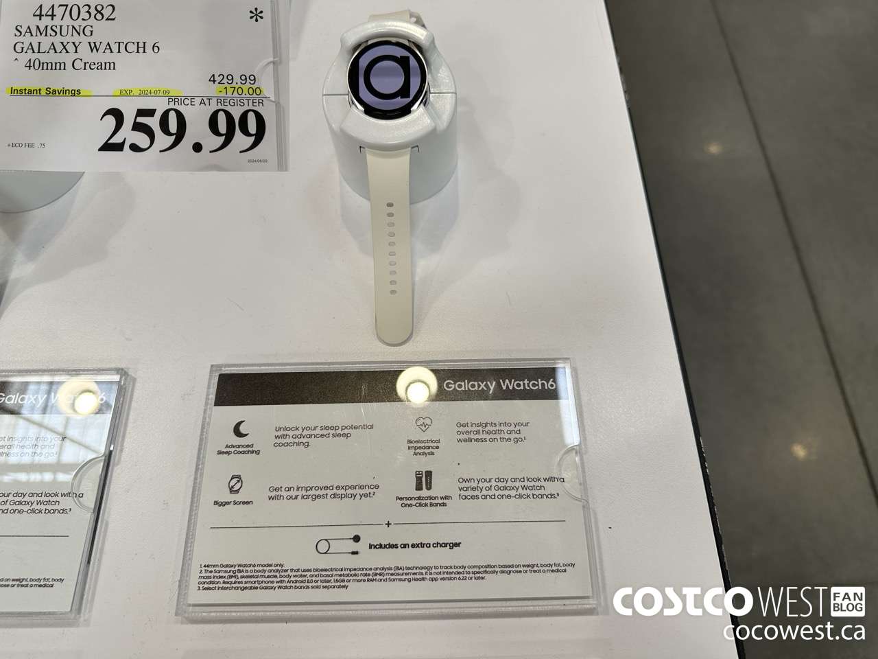 4470382 SAMSUNG GALAXY WATCH 6 40MM CREAM ($170.00 INSTANT SAVINGS EXPIRES ON 2024-07-09) $259.99