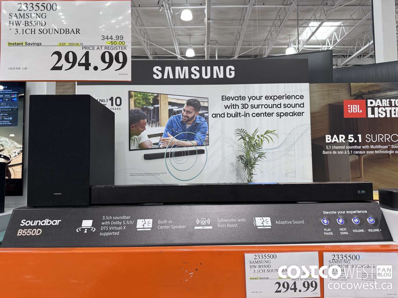 2335500 SAMSUNG HW-855GD SOUNDBAR 3.1CH ($50.00 INSTANT SAVINGS EXPIRES ON 2024-06-30) $294.99