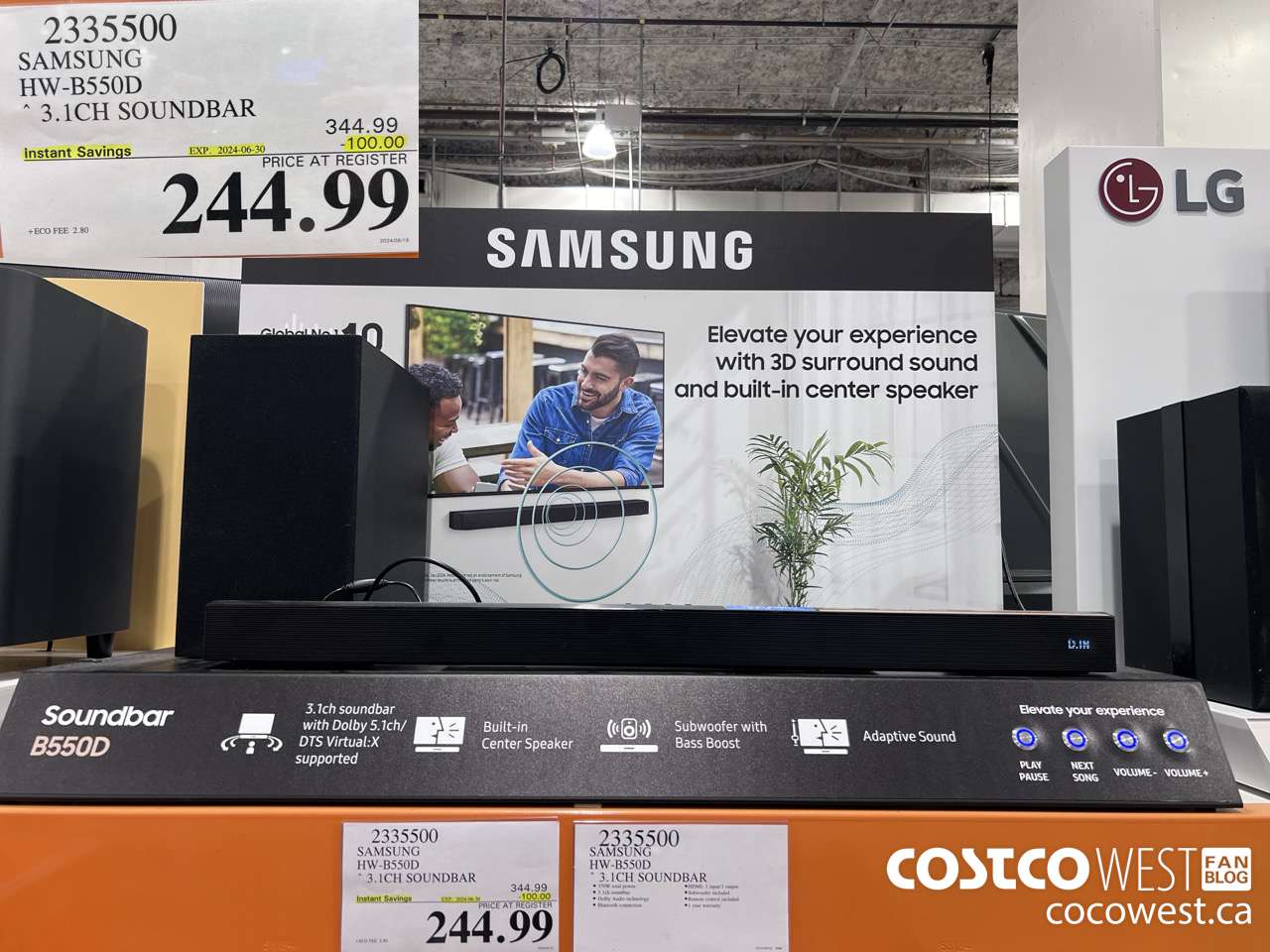 2335500 SAMSUNG HW-855GD SOUNDBAR 3.1CH ($100.00 INSTANT SAVINGS EXPIRES ON 2024-06-30) $244.99