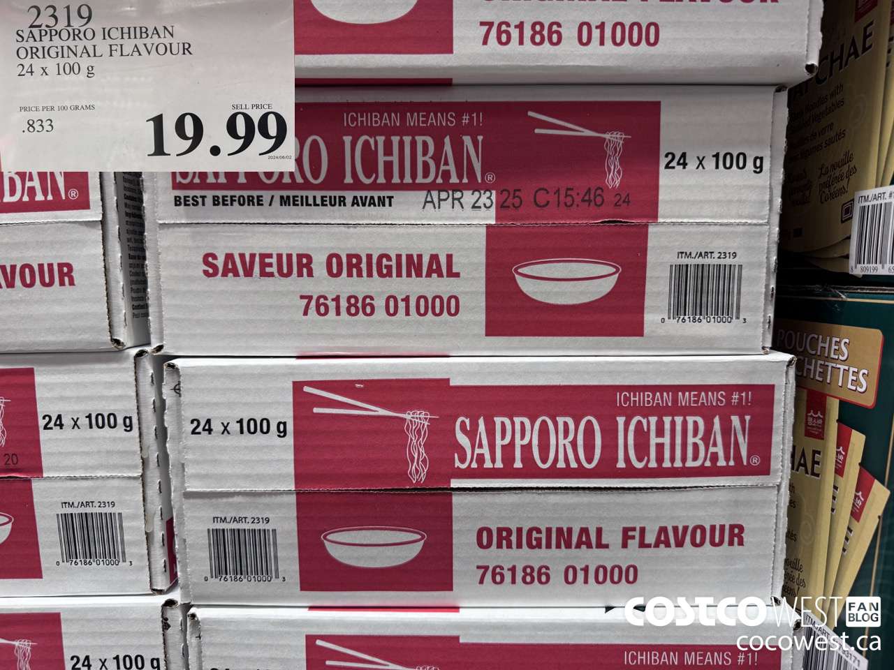 2319 SAPPORO ICHIBAN ORIGINAL FLAVOUR 24 X 100 G $19.99