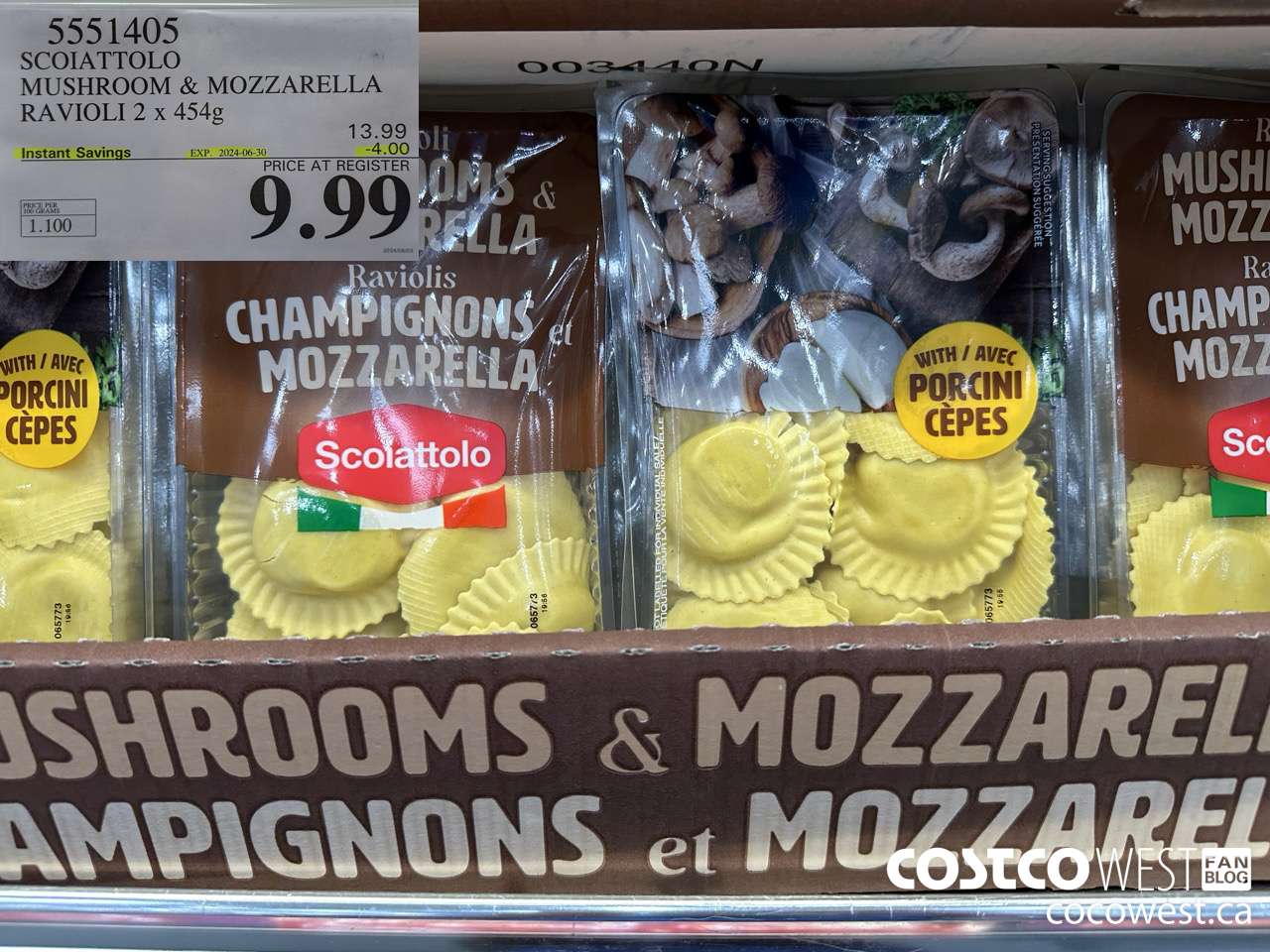 5551405 SCOIATTOLO MUSHROOM & MOZZARELLA RAVIOLI 2 X 454G ($4.00 INSTANT SAVINGS EXPIRES ON 2024-06-30) $9.99