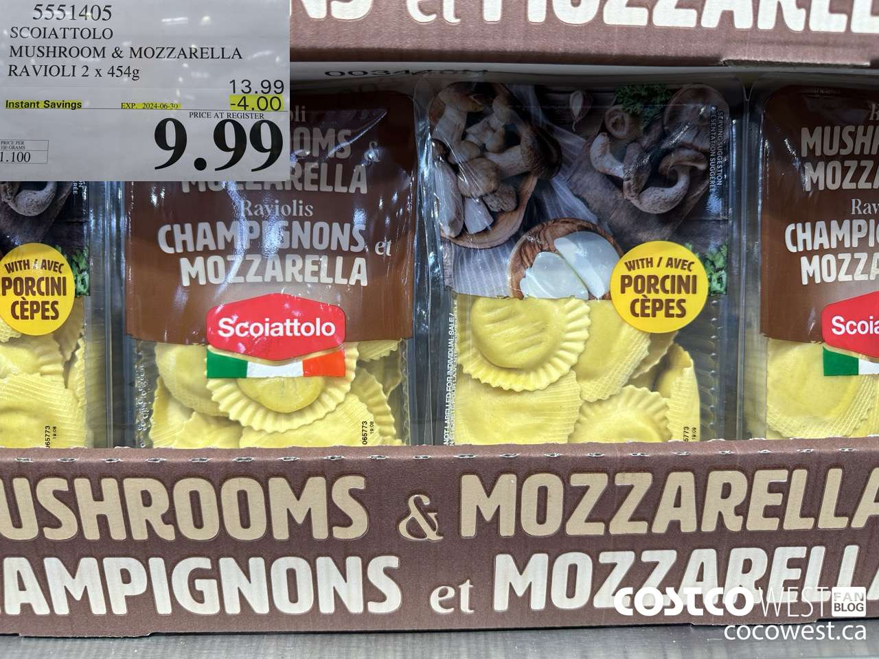 5551405 SCOIATTOLO MUSHROOM & MOZZARELLA RAVIOLI 2 X 454G ($4.00 INSTANT SAVINGS EXPIRES ON 2024-06-30) $9.99
