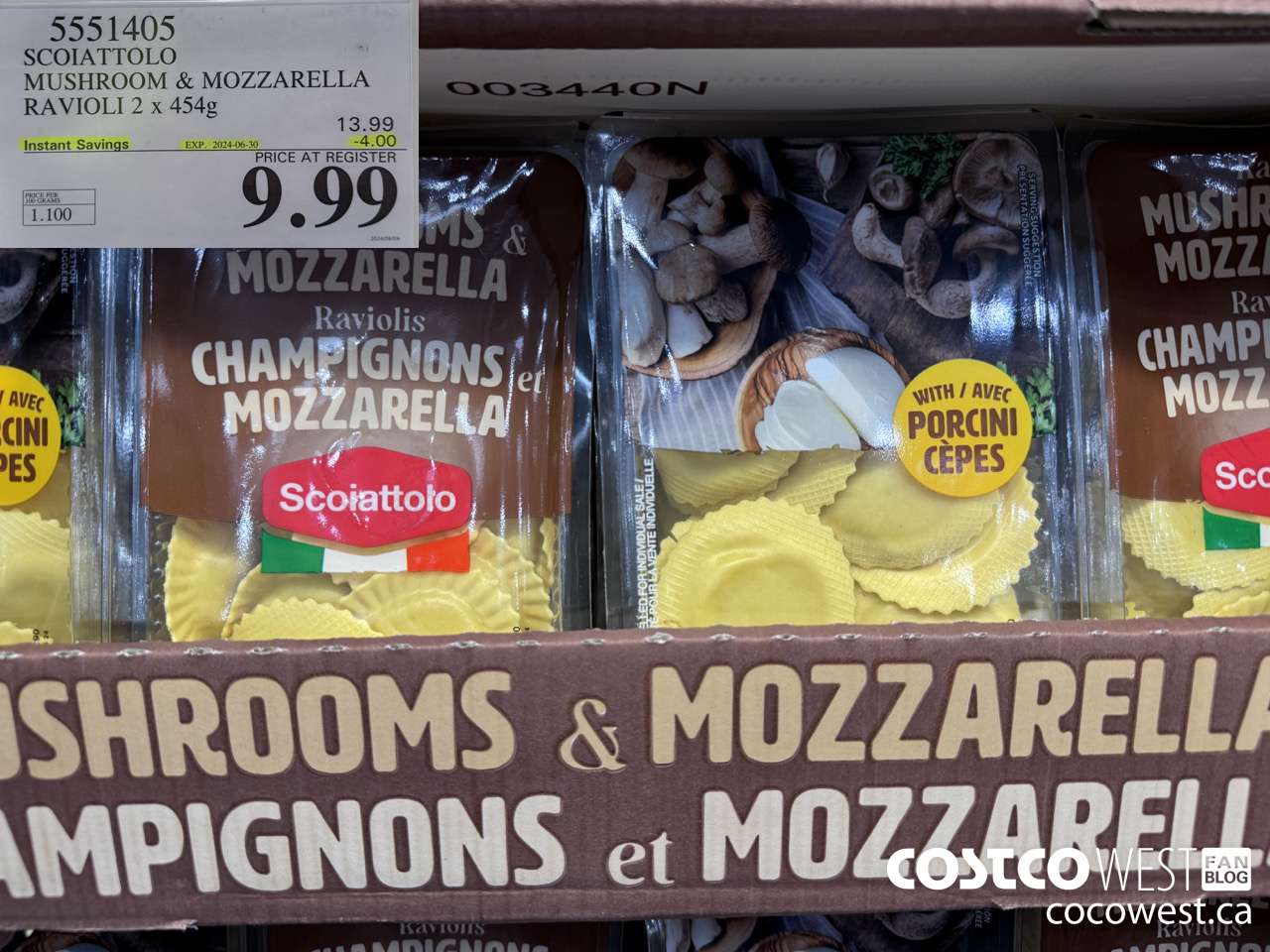 5551405 SCOIATTOLO MUSHROOM & MOZZARELLA RAVIOLI 2 X 454G ($4.00 INSTANT SAVINGS EXPIRES ON 2024-06-30) $9.99