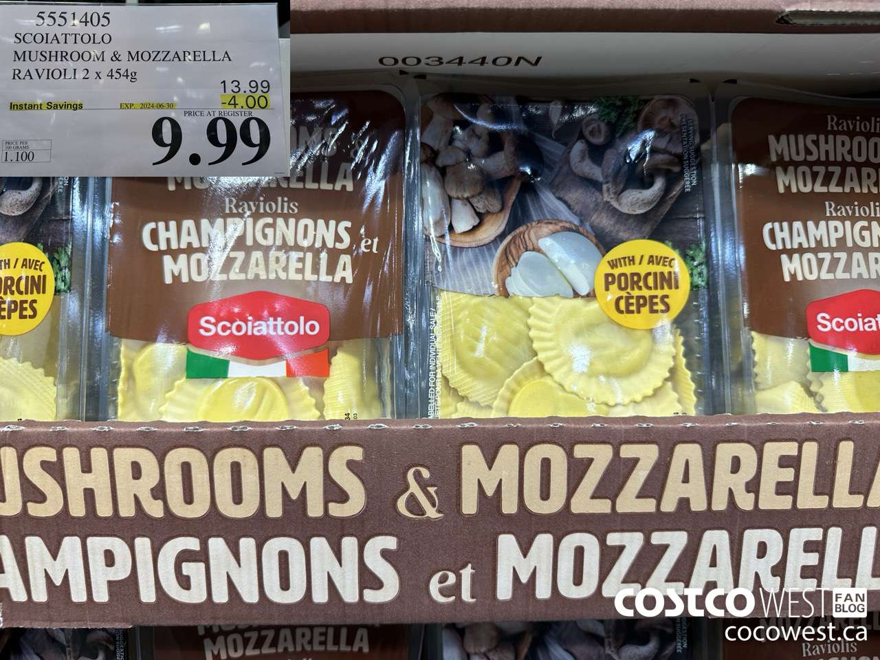 5551405 SCOIATTOLO MUSHROOM & MOZZARELLA RAVIOLI 2 X 454G ($4.00 INSTANT SAVINGS EXPIRES ON 2024-06-30) $9.99