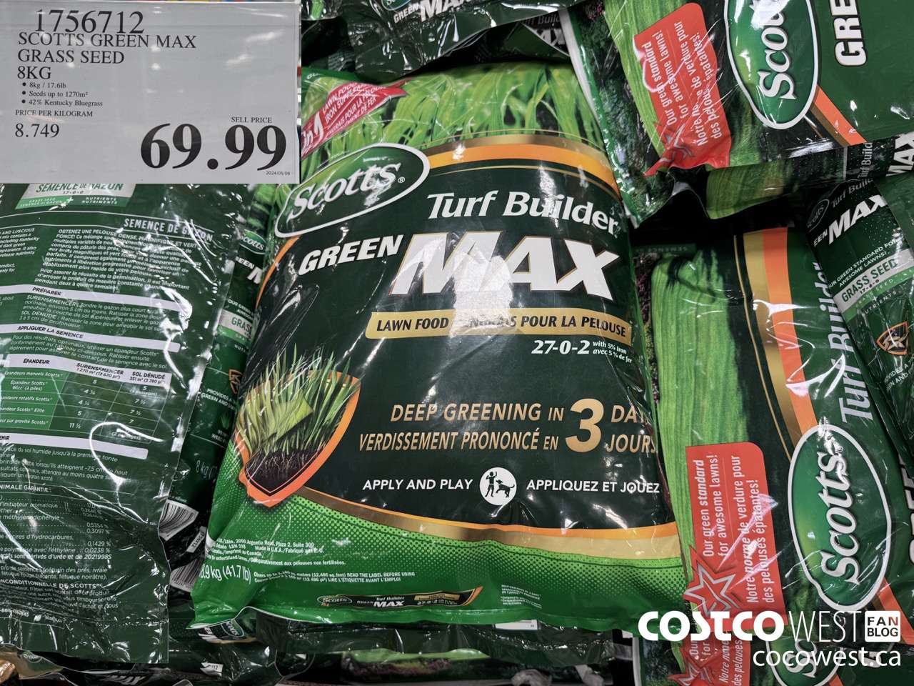1756712 SCOTTS GREEN MAX GRASS SEED 8KG $69.99