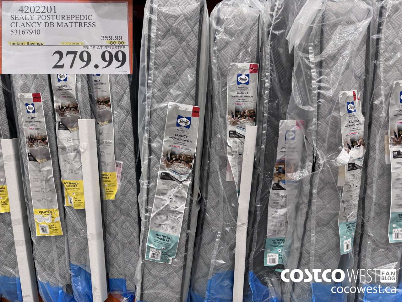 4202201 SEALY POSTUREPEDIC CLANCY DB MATTRESS 53167940 ($80.00 INSTANT SAVINGS EXPIRES ON 2024-06-30) $279.99